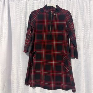 Red and Navy Plaid Dress